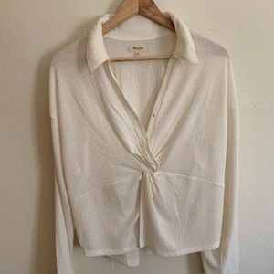 White Textured Women's Top